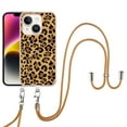 thumbnail image 1 of for iPhone 15 Crossbody Strap Phone Case, Anti-Fall Pattern Clear Design Transparent Soft & Flexible TPU Drop and Shockproof Protective Cover with Adjustable Nylon Neck Strap, Leopard, 1 of 7
