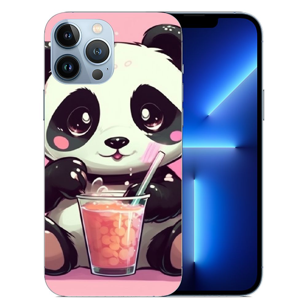 iPhone 15 Cute Kawaii Panda drinking Boba Tea Anime Kawaii Cute Panda ...