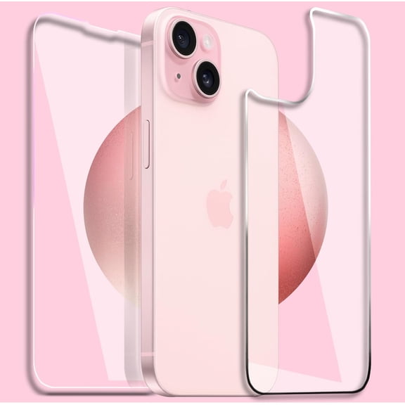 for iPhone 15 Front and Back Screen Protector [2-Pack], iPhone 15 Protector Front & Back Screen Protector Rear Tempered Glass [New Version] (6.1 inch)