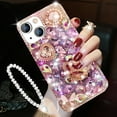 thumbnail image 1 of for iPhone 15 Glitter Bling Case,Cute Luxury 3D Crown Crystal Rhinestone Diamond Sparkle Stunning Stones Pearl with Wrist Strap Chain Women Girls Protective Case for iPhone 15 6.1 inch (Pink), 1 of 4