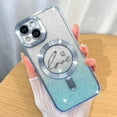 thumbnail image 1 of for iPhone 15 Glitter  Case Luxury Plating Love Heart Compatible with MagSafe Clear Case with Camera Protector Protection Shockproof Cover for Women Girls-Blue, 1 of 12