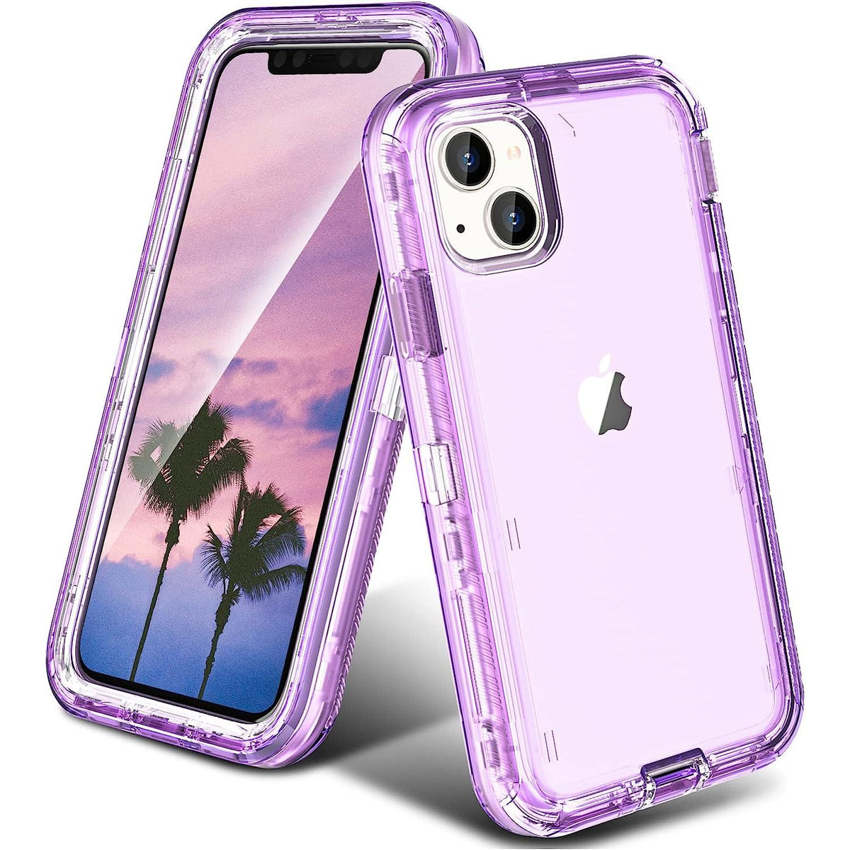 iPhone 15 Heavy Duty Case With Shock Proof-Shatter Resistant Rubber Shock Proof Shatter Resistant Rugged Rubber Compatible for iPhone 15, Purple Transparent