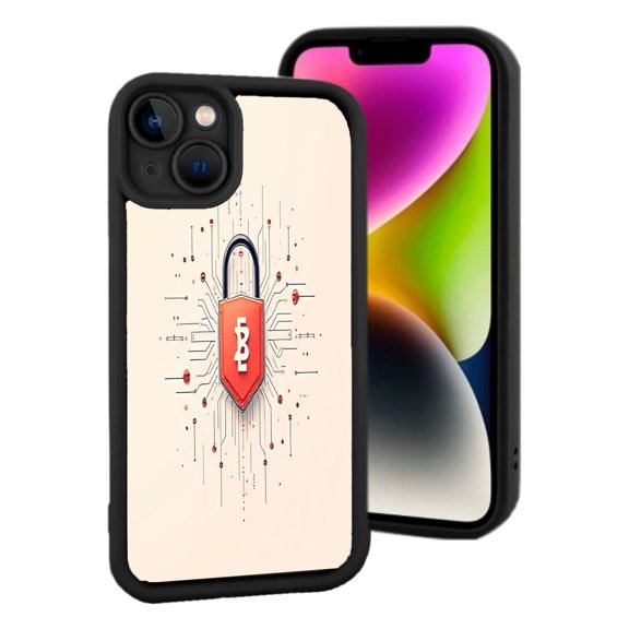 iPhone 15 Lightweight Case - Black Frame with Patterns & Red Dots Featuring ' SEC ' Padlock Design Yellowing Resistant