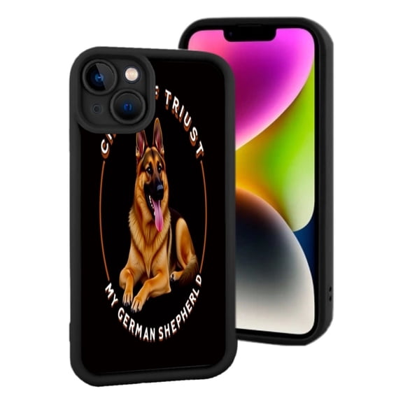 iPhone 15 Lightweight Case - Happy German Design with C T TRUST & MY GERMAN Text Yellowing Resistant Black Background