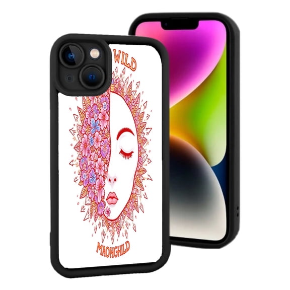 iPhone 15 Lightweight Case - Vibrant Floral Face Design Symmetrical Art with ' WILD ' & ' MAONGILD ' Yellowing Resistant Stylish Protection