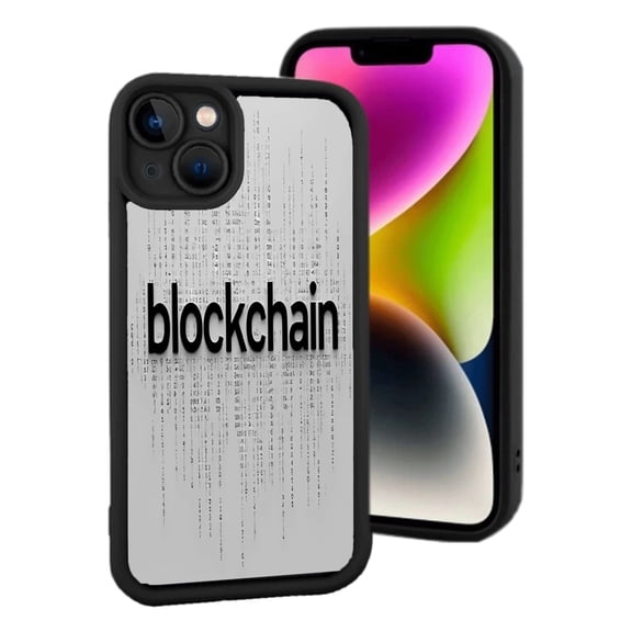 iPhone 15 Lightweight Case - Yellowing Resistant with Bold ' Blockchain ' Binary Code Design Modern Tech Style Perfect Fit