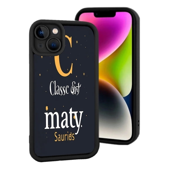 iPhone 15 Lightweight Phone Case - Classic Gold ' C ' Design with ' Classic & ' and ' maty Saurials ' Text Yellowing Resistant Stylish Protection