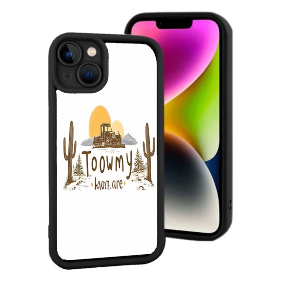 iPhone 15 Lightweight Phone Case - Desert Cactus Design with Mountains & Trees Yellowing Resistant Perfect for Nature Lovers