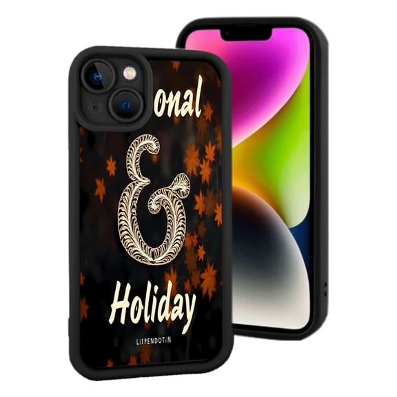 iPhone 15 Lightweight Phone Case - Elegant Beige ' O ' Design with Orange Stars Stylish ' Onal Holiday ' Text Yellowing Resistant