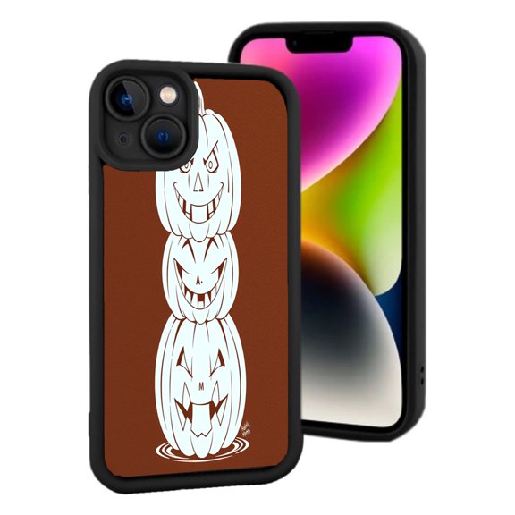 iPhone 15 Lightweight Phone Case - Yellowing Resistant with Whimsical White - o ' - Lanterns on Brown Background Perfect for Halloween