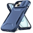 thumbnail image 1 of for iPhone 15, Luxury Sliding Camera Cover Soft TPU + Hard PC Shockproof Drop Protective Hybrid Stylish Ultra Slim Frosted Anti-slip Grip Phone Case for iPhone 15, Blue, 1 of 7
