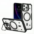 thumbnail image 1 of for iPhone 15 Magnetic Case, with Built-in Lens Stand, Military-Grade Drop Protection, Transparent Shockproof Slim Case Compatible with Mag-Safe for iPhone 15 Women Girls, Black, 1 of 8
