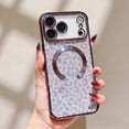 thumbnail image 1 of for iPhone 15 Magnetic Case, Leopard Pattern Plating Phone Case, Compatible with Mag-Safe, Cute Bling Sparkly Shining Military Grade Drop Protection Cover for iPhone 15, Darkpurple, 1 of 11