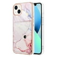 thumbnail image 1 of For iPhone 15 Marble Patterned Case with Card Holder, Back Folio Kickstand PU Leather + Soft Crystal Bumper Edge, Magnetic Clasp Back Cover For iPhone 15,Marble #2, 1 of 6