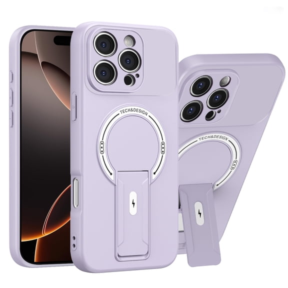 for iPhone 15 Military Grade Protection Armor Case 2-in-1 with Invisible Folding Kickstand, Compatible with MagSafe Magnetic Heavy Duty Shockproof Protective Phone Cover - Purple