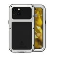thumbnail image 1 of for iPhone 15 Outdoor Heavy Duty Rugged Full Body Protection Case with Tempered Glass Screen Protector, Military Armor Bumper Aluminum Metal Dust/Shockproof Case for iPhone 15,Silver, 1 of 10