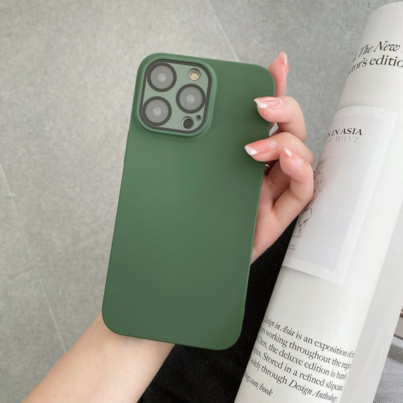 For iPhone 15 Phone Case,Anti-fingerprint Matte Skin Feel,Built-in Lens Protector,Ultra Slim Shockproof Anti-fall Drop Protection,Rugged Thin Fit Drop Proof Durable Phone Case,Darkgreen