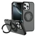 thumbnail image 1 of For iPhone 15 Phone Case,Built-in 360° Rotatable Ring Kickstand,Matte Frosted Translucent Back Design,Compatible with Mag-Safe,Shockproof Anti-Scratch Protection Phone Case,Black, 1 of 11