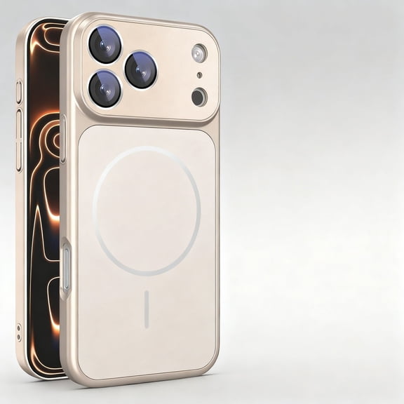 For iPhone 15 Phone Case,Built-in Camera Lens Protector,Compatible with Mag-safe,Anti-fingerprint Ultra Slim Shockproof Anti-fall Drop Protection Rugged Durable Phone Case,Desertgold