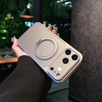 For iPhone 15 Phone Case,Built-in Lens Camera Protector,With 360° Rotatable Ring Kickstand,Compatible with Mag-Safe,Anti-fingerprint Matte Back,Shockproof Anti-fall Phone Case,Gray