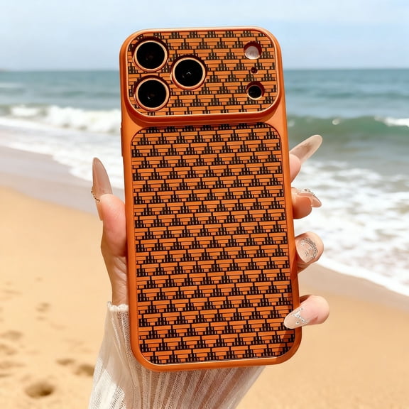 For iPhone 15 Phone Case,Complex Multi-Triangular Pattern Design,[Compatible with Mag-safe],Anti-Scratch Ultra Slim Shockproof Anti-fall Drop Protection,Thin Fit Phone Case,Orange