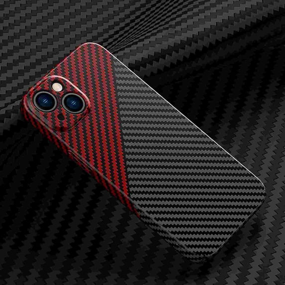 for iPhone 15 Phone Case,Slim Hard PC + Soft TPU Lightweight Anti-Scratch Shock Absorption Carbon Fibre Durable Protective Case Wireless Charing Cover for iPhone 15, Blackred
