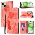thumbnail image 1 of for iPhone 15 Phone Case Wallet Flip Cases,Cute Cat & Heart Patterned,Retro PU Leather Kickstand,Card Holder,Wrist Strap,Magnetic Closure,Shockproof Cover For iPhone 15, Pink, 1 of 11