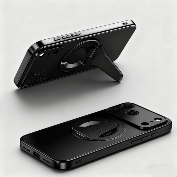 For iPhone 15 Phone Case,With Contractile Kickstand,Compatible with Mag-Safe,Ultra Slim Shockproof Drop Protection,Compatible with Mag-Safe,Durable Anti-Scratch Phone Case,Black