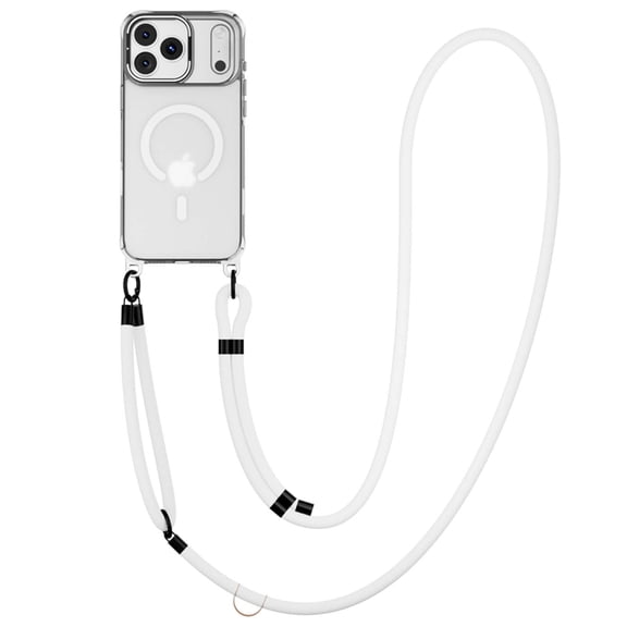 For iPhone 15 Phone Case,With Contractile Lens Ring Kickstand,Anti-fingerprint Matte Translucent Back,With Detachable 8mm Lanyard,Fit For Mag-Safe,Shockproof Anti-fall Phone Case,Clear