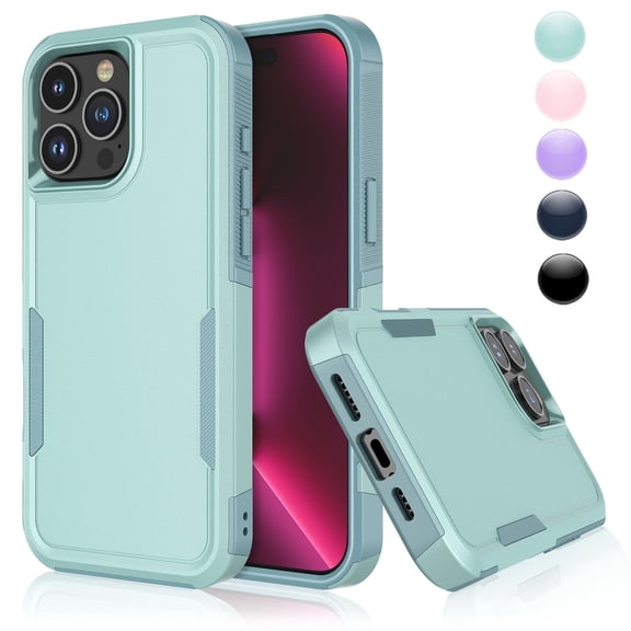 NJJEX For iPhone 14 Pro Phone Case Cover, Sturdy Phone Case for iPhone 14 Pro 6.1", Shockproof Heavy Duty Armor Hard Plastic & Rubber Rugged Bumper 2-in-1 Case Cover -Green