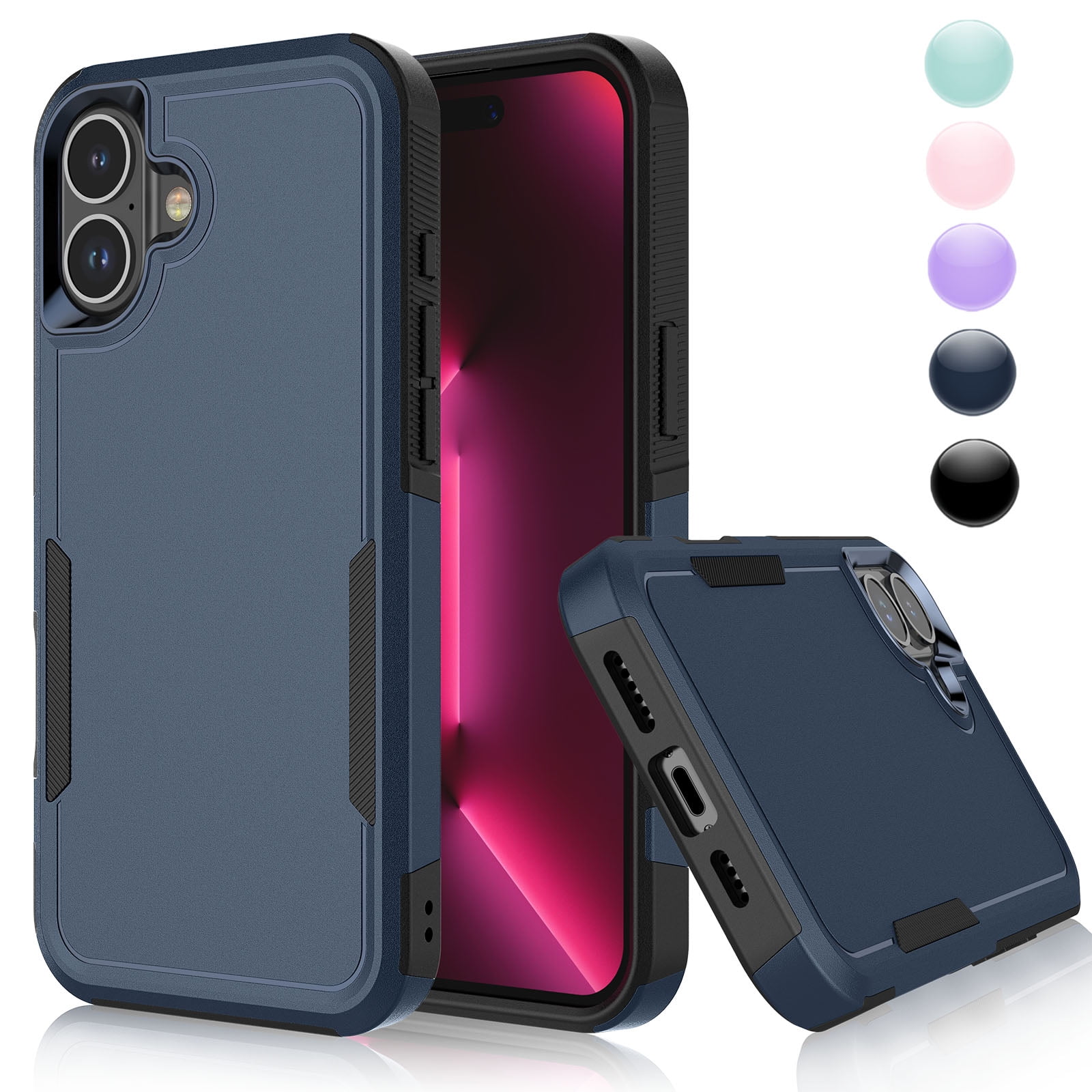 For iPhone 15 Plus 14 13 16 Pro Max Phone Case CoverSturdy Phone Case For iPhone 14 Pro 6.1",Njjex Shockproof Heavy Duty Armor Hard Plastic & Rubber