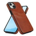 thumbnail image 1 of for iPhone 15 Plus 2 Card Slots Premium PU Leather Back Case with TPU Inner, Slim Thin Vintage Anti-drop Raised Frame Protection Shockproof Case Cover for iPhone 15 Plus, Brown, 1 of 6