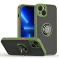 thumbnail image 1 of for iPhone 15 Plus 6.7" Case, Hybrid Protective Matte Back Case Magnetic For Car Mount with 360° Rotatable Ring Holder Kickstand Shockproof Protective Cover For iPhone 15 Plus, 
Green & Orange, 1 of 9