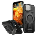 thumbnail image 1 of for iPhone 15 Plus Armor Case with Stand, [Compatible with MagSafe] [Built-in Camera Cover Kickstand] Heavy Duty Rugged Strong Magnetic Hard Phone Case for iPhone 15 Plus, Black, 1 of 6