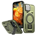 thumbnail image 1 of for iPhone 15 Plus Armor Case with Stand, [Compatible with MagSafe] [Built-in Camera Cover Kickstand] Heavy Duty Rugged Strong Magnetic Hard Phone Case for iPhone 15 Plus, Olivegreen, 1 of 6