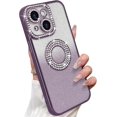 thumbnail image 1 of for iPhone 15 Plus Bling Case Women Girls Luxury Gradient Glitter Diamond Case Sparkle Rhinestone Camera Lens Protection Soft Silicone Shockproof Cover for iPhone 15 Plus 6.7 inch, Purple, 1 of 12