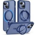 thumbnail image 1 of for iPhone 15 Plus Case with 360° Rotatable Magnetic Ring Stand [Compatible with Mag-Safe][Military-Grade Protection] Yellowing Resistant Clear Magnetic Phone Case for iPhone 15 Plus,Blue, 1 of 14