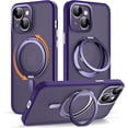 thumbnail image 1 of for iPhone 15 Plus Case with 360° Rotatable  Ring Stand [Compatible with Mag-Safe][-Grade Protection] Translucent Back iPhone 15 Plus Phone Case 6.7" for Women Men,Purple, 1 of 14