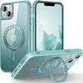 thumbnail image 1 of for iPhone 15 Plus Case with 360° Rotatable  Ring Stand [Compatible MagSafe] [ Grade Protection] Translucent Matte iPhone 15 Plus Phone Case for Women Men, Green, 1 of 14