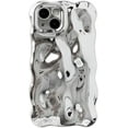 thumbnail image 1 of for iPhone 15 Plus Case,Bling Glitter Cute Curly Wavy Design Laser 3D Stone Pattern Shockproof Camera Lens Protection Compatible for iPhone Case for iPhone 15 Plus 6.7",Plated Silver, 1 of 15