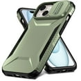 thumbnail image 1 of for iPhone 15 Plus Case with Built-in Camera Lens Slide Cover, Heavy-Duty Shockproof Rugged Case Heavy Duty Bumper Shockproof Phone Cover for iPhone 15 Plus,Darkgreen, 1 of 7