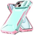 thumbnail image 1 of for iPhone 15 Plus Case with Built-in Camera Lens Slide Cover, Heavy-Duty Shockproof Rugged Case Heavy Duty Bumper Shockproof Phone Cover for iPhone 15 Plus,Green, 1 of 7