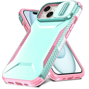 for iPhone 15 Plus Case with Built-in Camera Lens Slide Cover, Heavy-Duty Shockproof Rugged Case Heavy Duty Bumper Shockproof Phone Cover for iPhone 15 Plus,Green