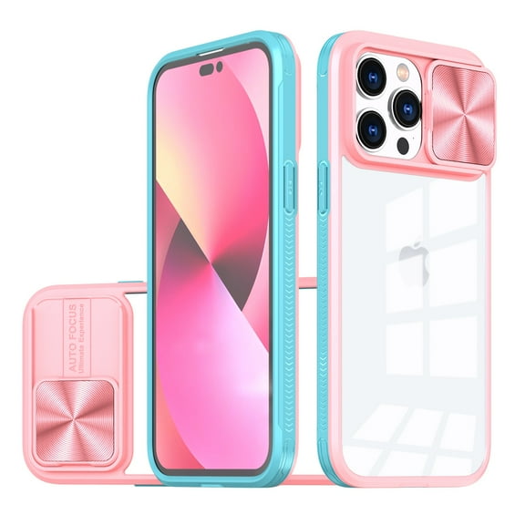 for iPhone 15 Plus Case with Camera Cover, for iPhone 15 Plus Case Crystal Clear & Not-Yellowing Slim Shockproof Protective Phone Case for iPhone 15 Plus, Pink