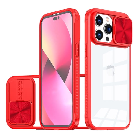 for iPhone 15 Plus Case with Camera Cover, for iPhone 15 Plus Case Crystal Clear & Not-Yellowing Slim Shockproof Protective Phone Case for iPhone 15 Plus, Red