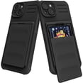 thumbnail image 1 of for iPhone 15 Plus Case with Card Holder [Capacity of 3 Cards] Durable Flexible Silicone Cover [Military-Grade Protection] Shockproof Non-Slip Wallet Case for iPhone 15 Plus Black, 1 of 12