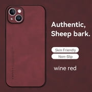 for iPhone 15 Plus Case, Classic Soft TPU and PU Leather Slim Cover Case, Anti-Vibration Anti-Slip Ultralight Luxury Phone Case Cover for iPhone 15 Plus 6.7 Inch for Men & Women, Winered