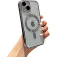 thumbnail image 1 of for iPhone 15 Plus Case  Clear with Camera Lens Protector MagSafe Electroplated Silicone Dust-Proof Net Shockproof Protective Phone Case Cover 6.7 Inch - Blue, 1 of 12