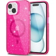 thumbnail image 1 of for iPhone 15 Plus Case Clear Magnetic Glitter Compatible with Magsafe, Sparkle Bling Hard Bright Magnet Mag Cover Non-Yellowing, Shiny and Cute Protective Case for Women Girl, Neon Hot Pink, 1 of 14
