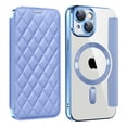 thumbnail image 1 of for iPhone 15 Plus Case Compatible with Magsafe, Slim Fit Flip Protective PU Leather Wallet Case with RFID Blocking Card Slot Build-in Len Protector for iPhone 15 Plus, Blue, 1 of 9